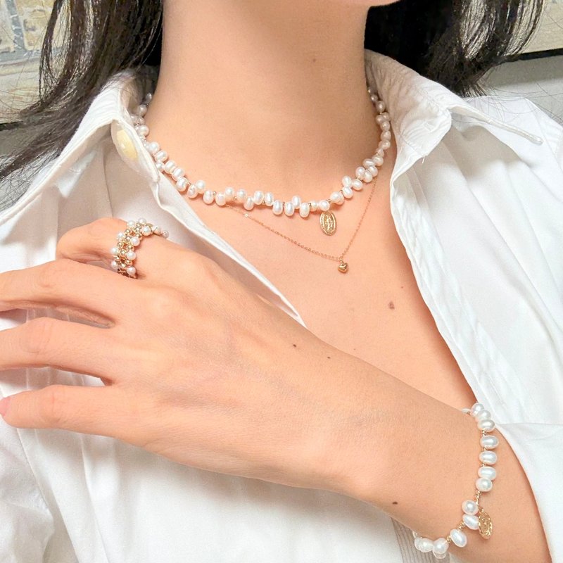 天然淡水珍珠14KGF项链 独立原创设计 自然主义 圣诞礼物 - 项链 - 珍珠 