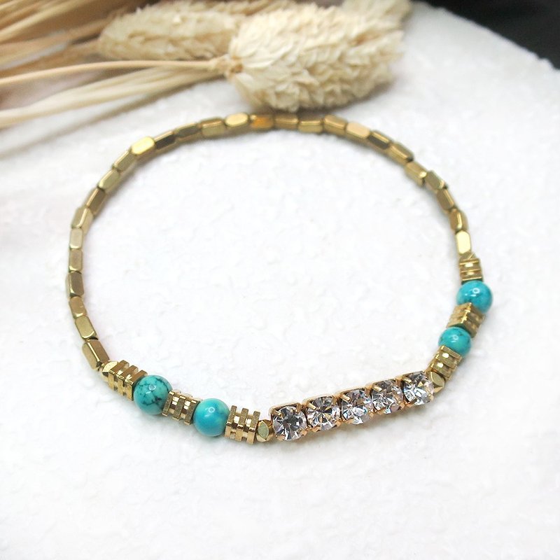 VIIART。异国宫殿。绿松石黄铜手环 | 华丽复古原创设计 - 手链/手环 - 铜/黄铜 绿色