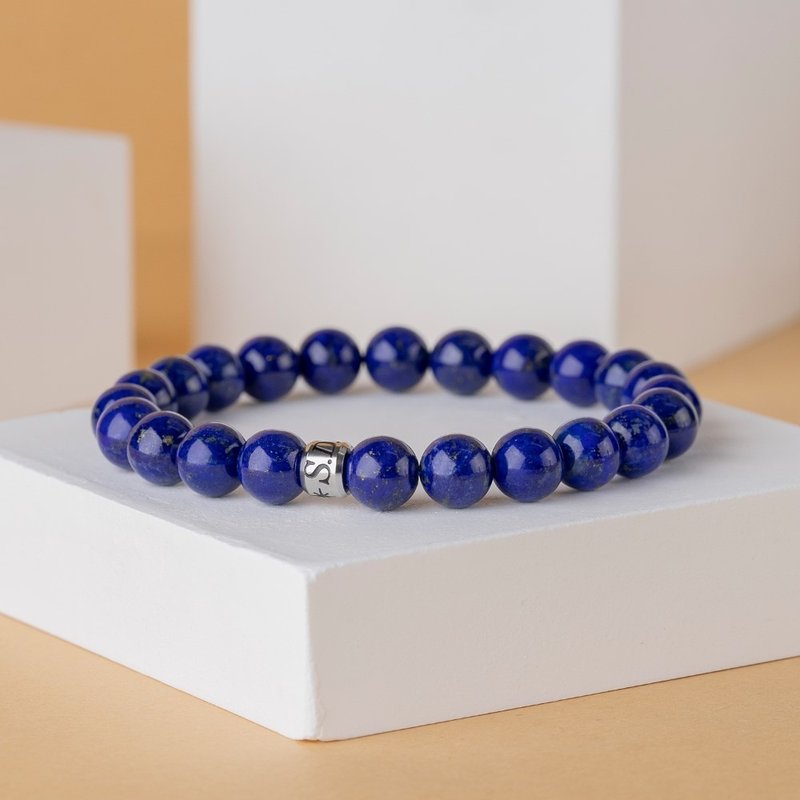 青金石 | 天然能量水晶手串 | 7.5-8.5mm D16302 - 手链/手环 - 水晶 蓝色