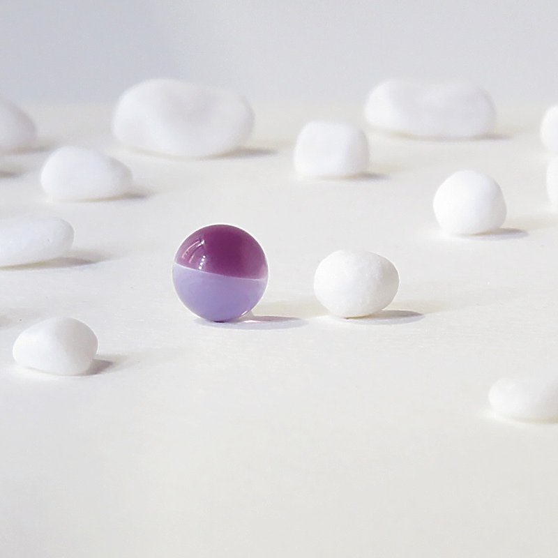 Boundary系列 玻璃耳环 耳夹 单只 圆形 透明 紫色 - 耳环/耳夹 - 玻璃 蓝色