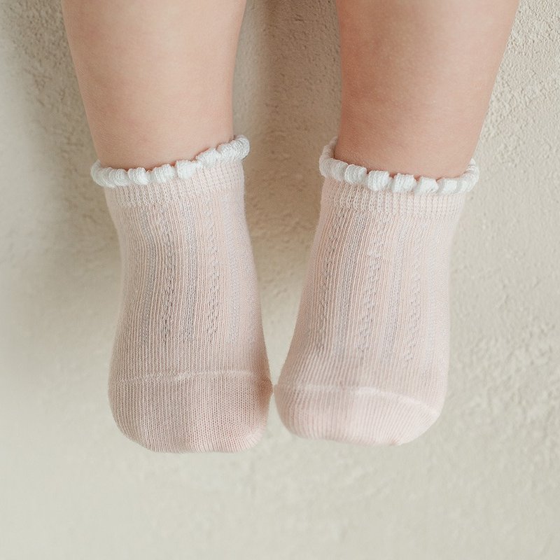 Happy Prince Rona优雅花边轻薄透气婴儿童船型袜2双组 - 婴儿袜子 - 棉．麻 粉红色