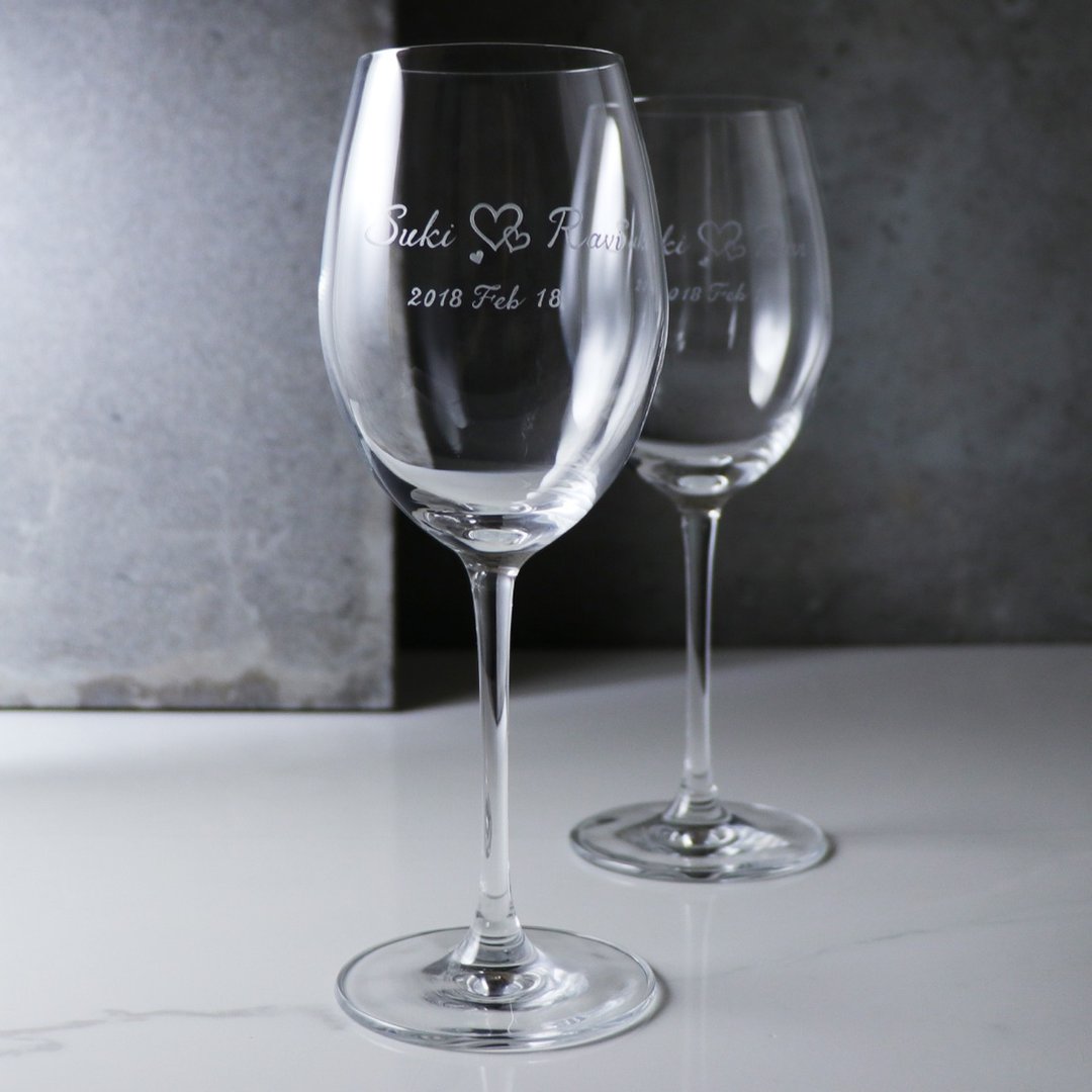 (一对价)355cc 曼谷【Lucaris水晶名字对杯】心心相印结婚礼物 - 酒杯/酒器 - 玻璃 灰色