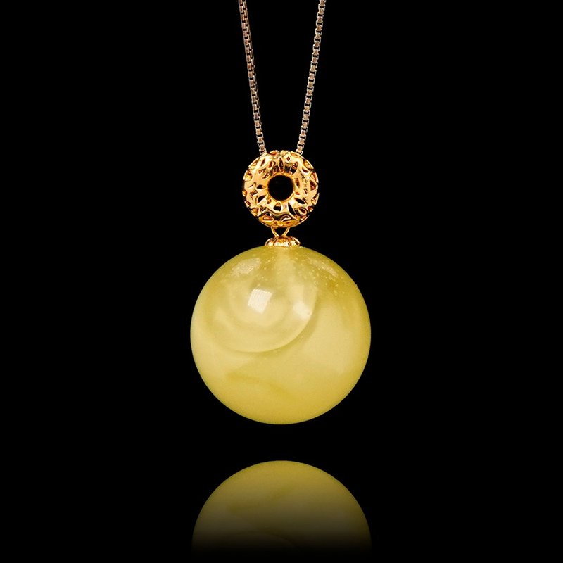 【正佳珠宝】蜜蜡琥珀 顶级白金满蜜 16mm 蜜蜡琥珀吊坠 - 项链 - 半宝石 多色