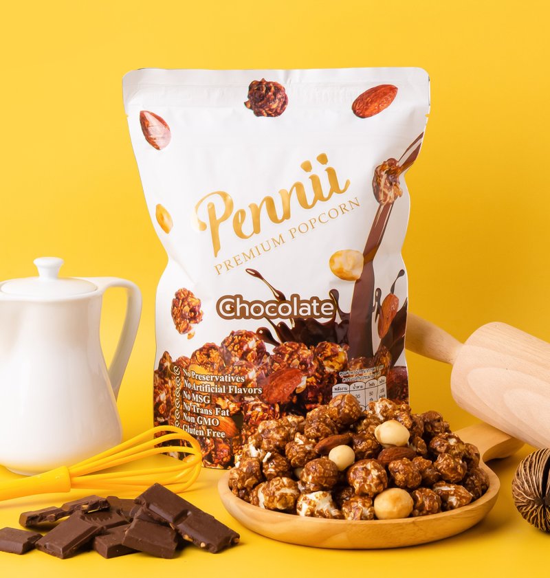 Pennii Premium 朱古力爆谷 150g (含杏仁、夏威夷果仁粒) - 零食/点心 - 塑料 咖啡色