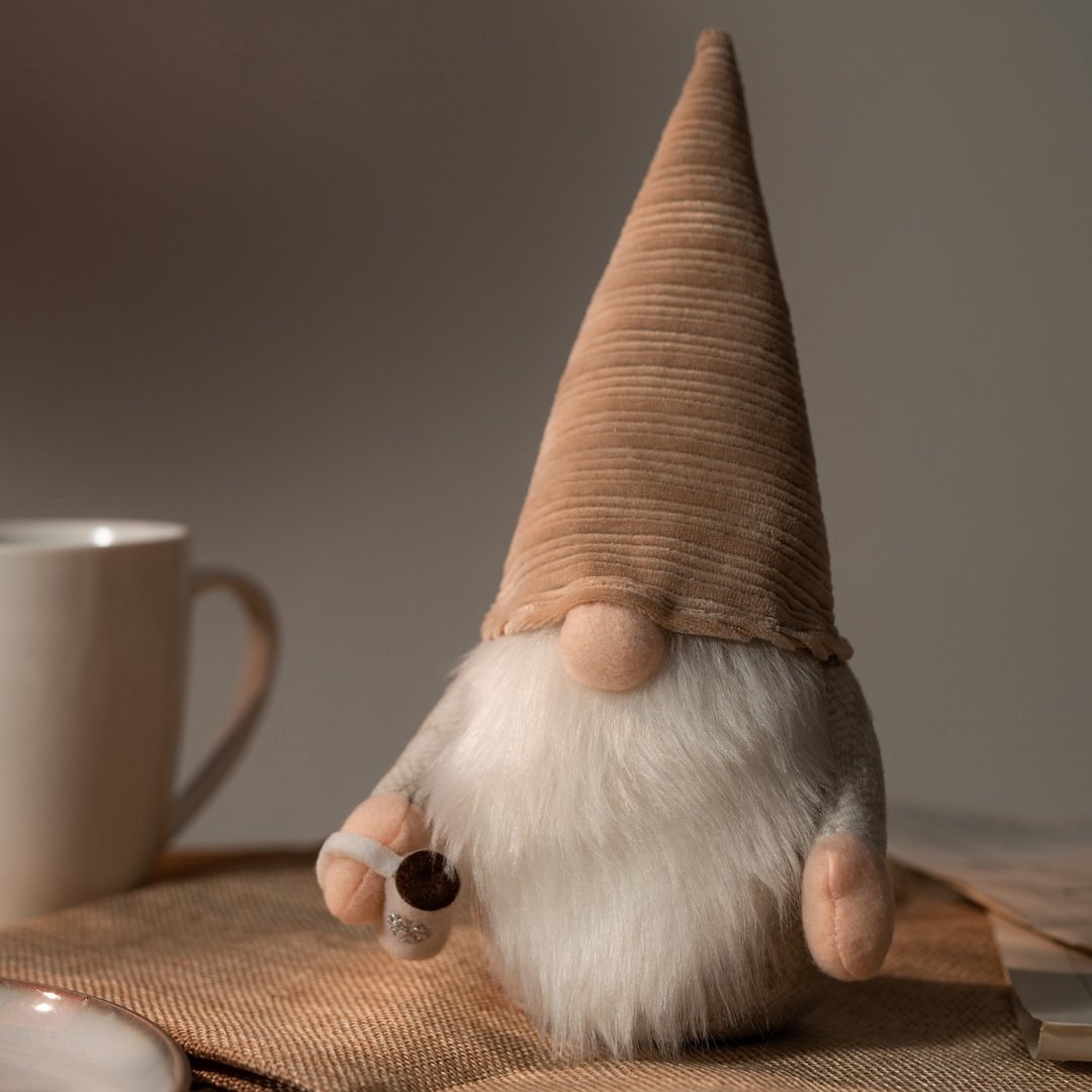 【24小时出货】咖啡地精 Coffee Gnome Decor|圣诞摆饰|交换礼物| - 摆饰 - 棉 卡其色
