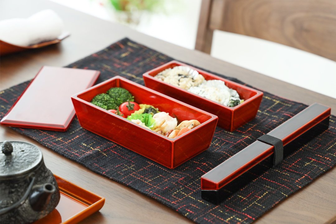 飞驒春庆 福寿漆器店 梯形便当盒 红 - 便当盒/饭盒 - 木头 咖啡色