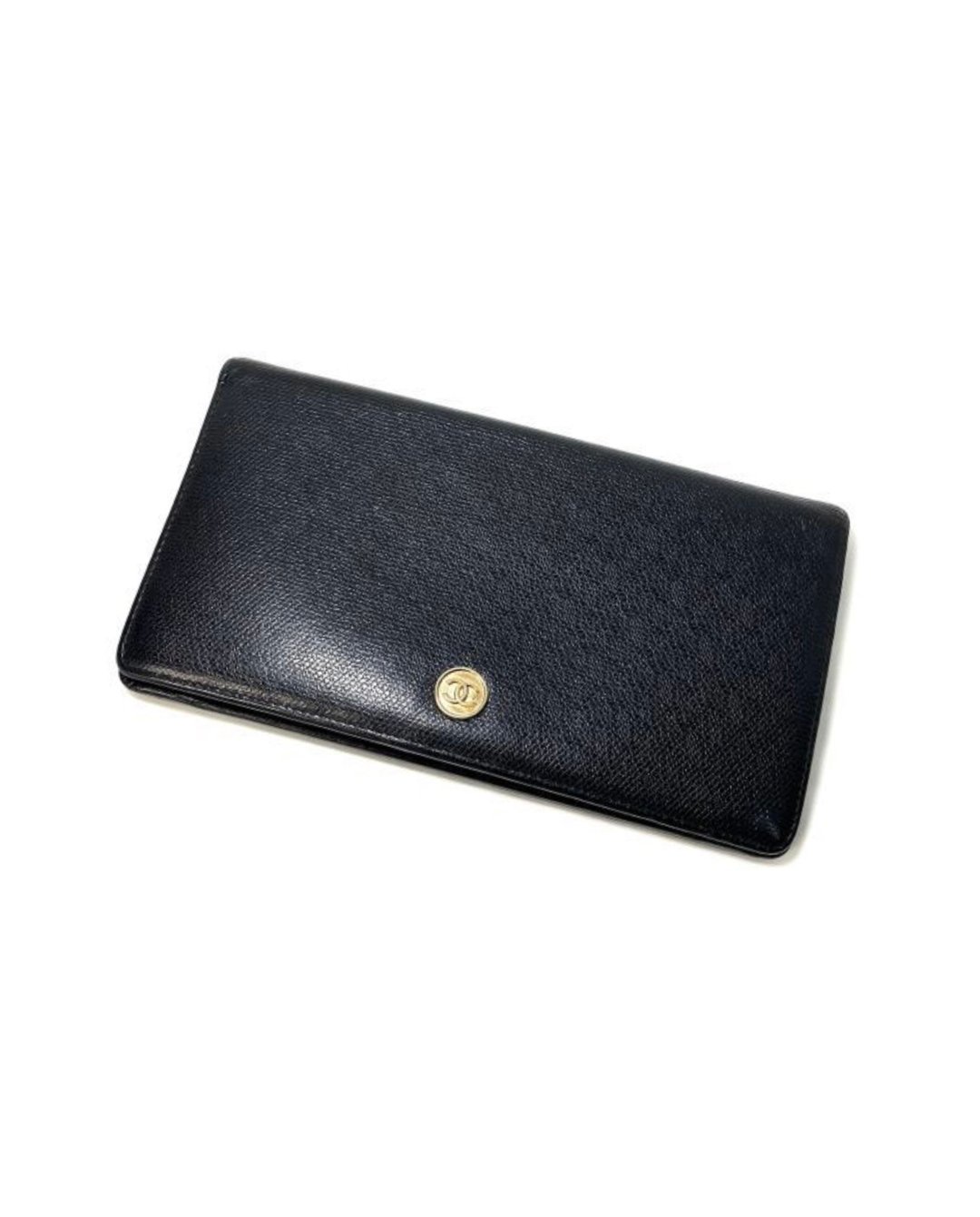 【LA LUNE】稀有中古二手Chanel经典黑色小牛皮革金币长银钱包大 - 皮夹/钱包 - 真皮 黑色