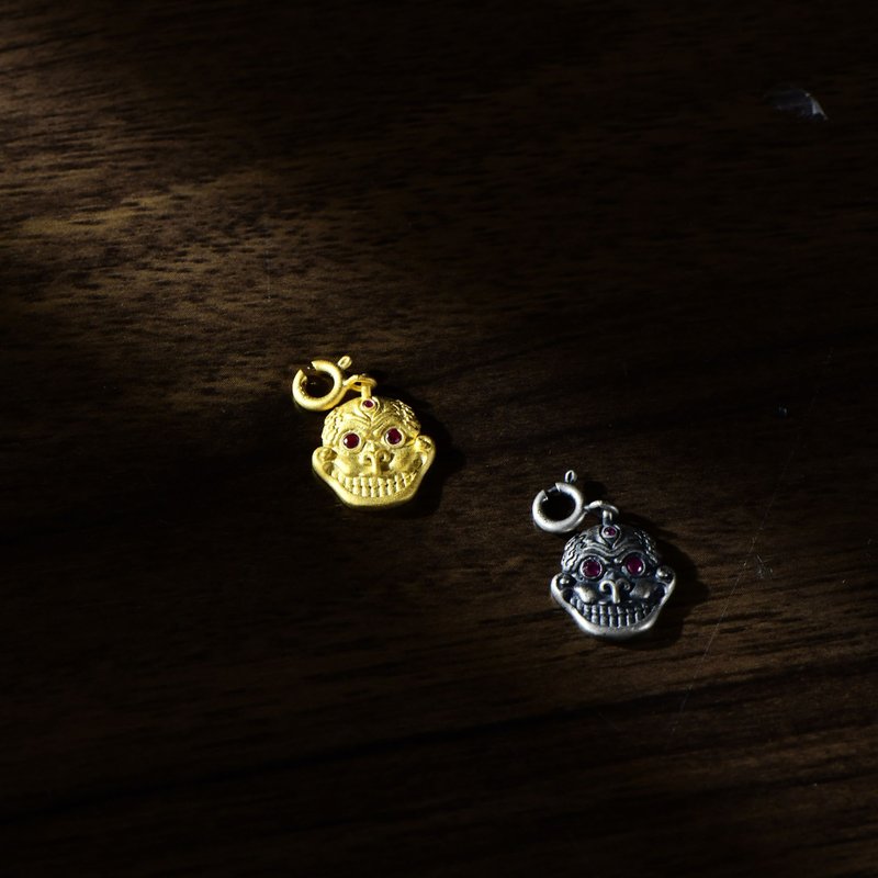 藏传佛教 纯银925 尸陀林怙主挂件 - 项链 - 纯银 多色