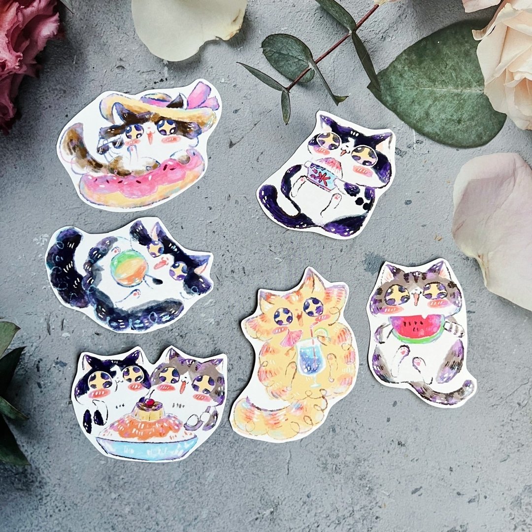猫的夏日-防水贴纸包 - 贴纸 - 塑料 多色