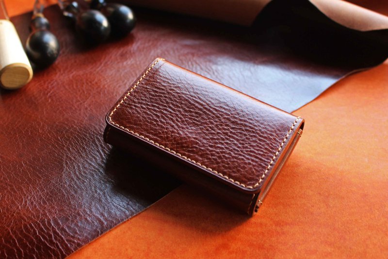 【VULCAN 双层名片夹 可放40张】意大利植鞣协会透染牛皮 - 名片夹/名片盒 - 真皮 咖啡色