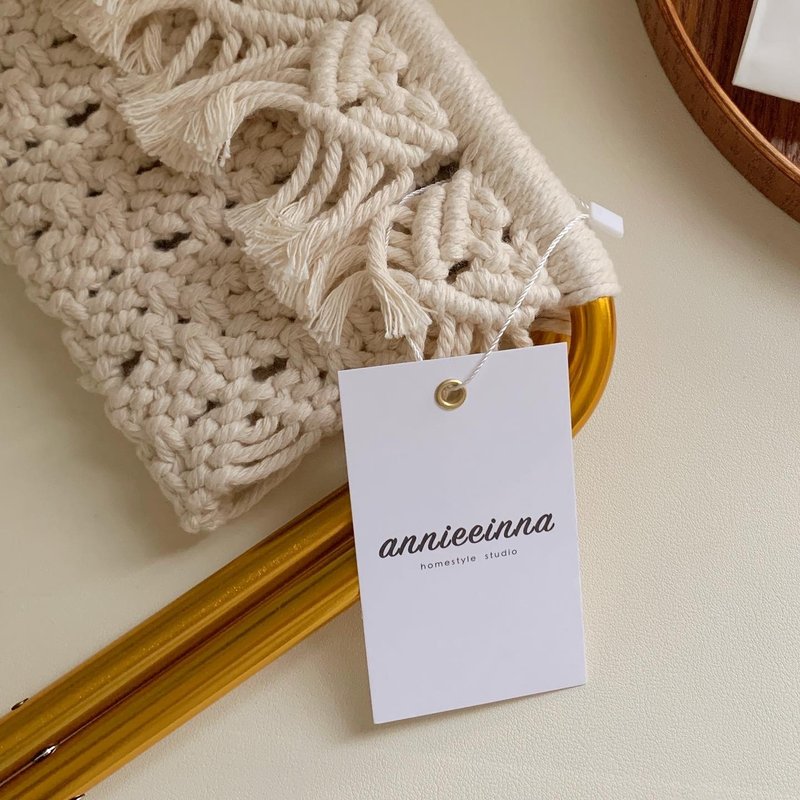 Macrame 编织 金色 折叠 置物架 - 椅子/沙发 - 棉．麻 白色