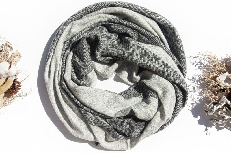 喀什米尔Cashmere 针织围巾 纯羊毛围巾 手织围巾 编织围巾-岩石 - 围巾/披肩 - 羊毛 灰色