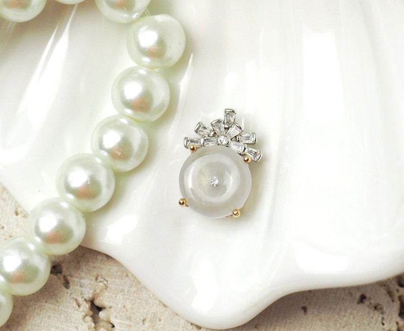 翡翠系列 ||平安小礼物|| 天然白翡 银坠 - 项链 - 玉石 透明