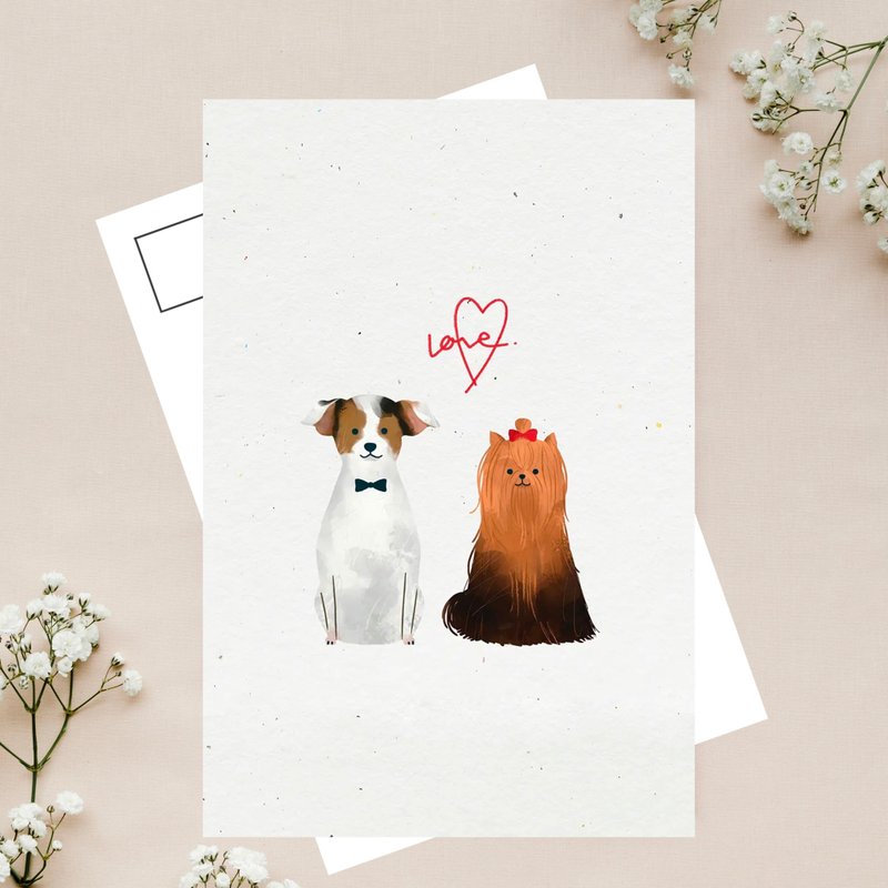 Puppy love postcard - 卡片/明信片 - 纸 