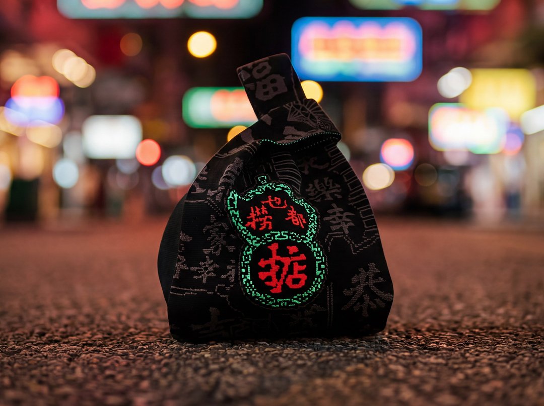 【港式霓虹 - 捞乜都掂】针织袋 手挽袋 手提袋丨Amazing Studio - 侧背包/斜挎包 - 棉 多色