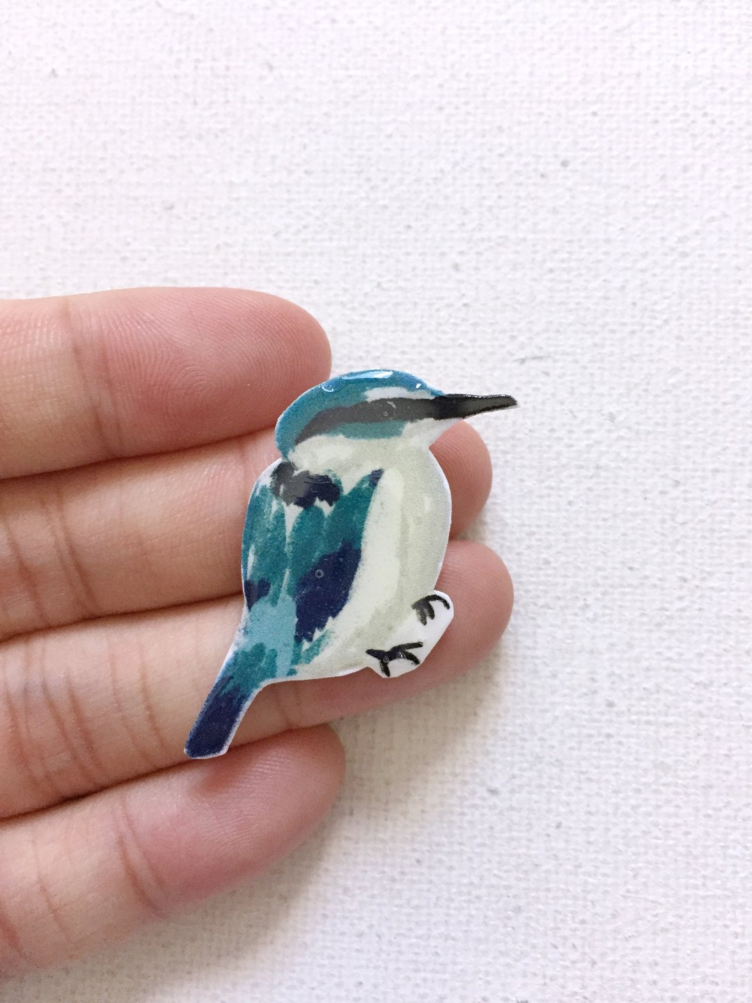翠鸟胸针 水鸟插画饰品 king fisher brooch - 胸针 - 塑料 蓝色