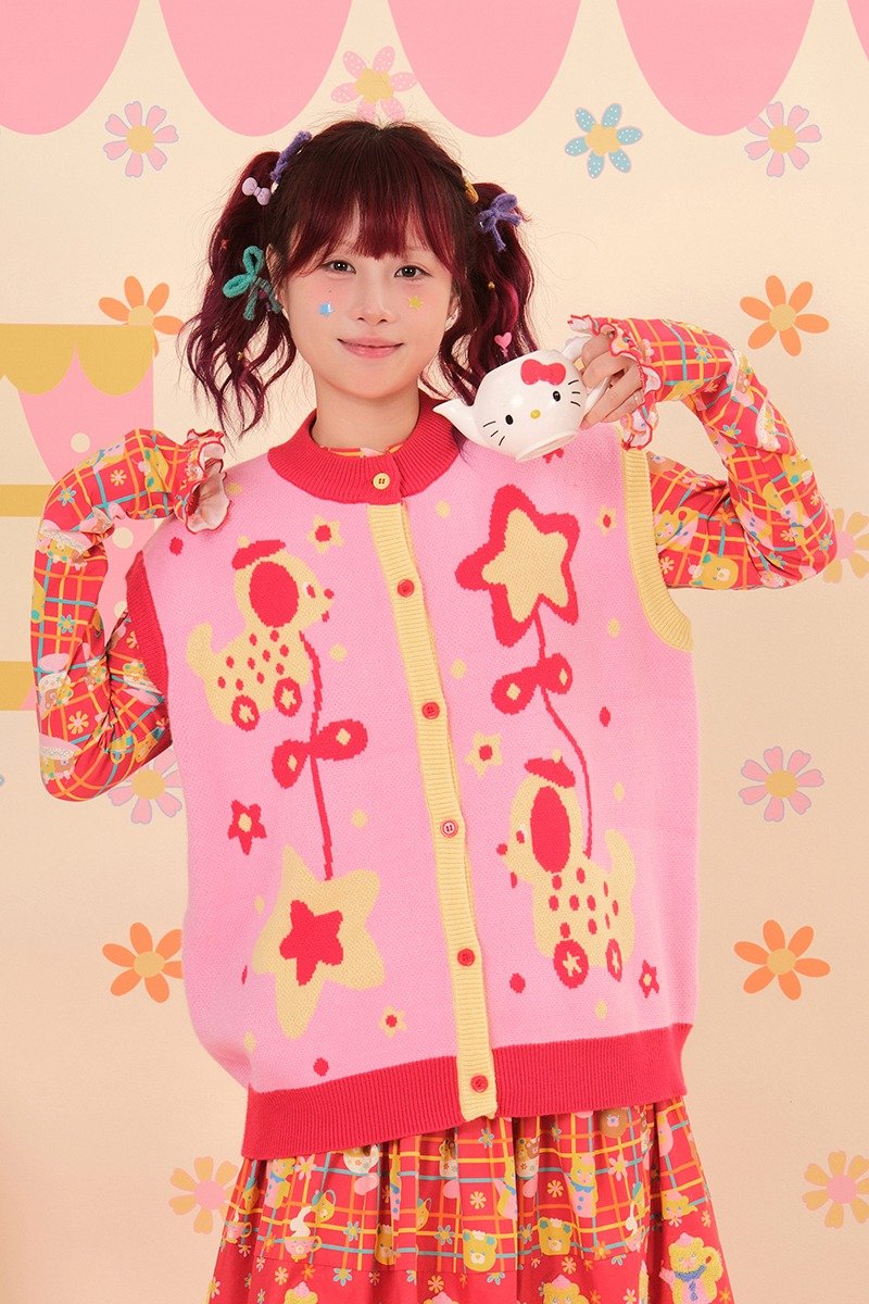 昭和甜品屋 小狗车车针织背心毛衣 可爱日系 - 女装针织衫/毛衣 - 其他材质 多色