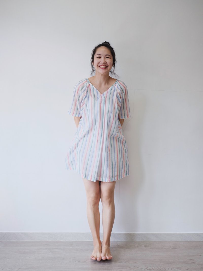 彩虹 条纹上衣 - 女装上衣 - 棉．麻 多色