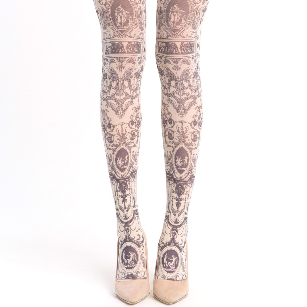 Lolita tights, S-2XL size sweet tea party outfit accessory, ivory-grey - 女装内搭/紧身裤 - 尼龙 白色