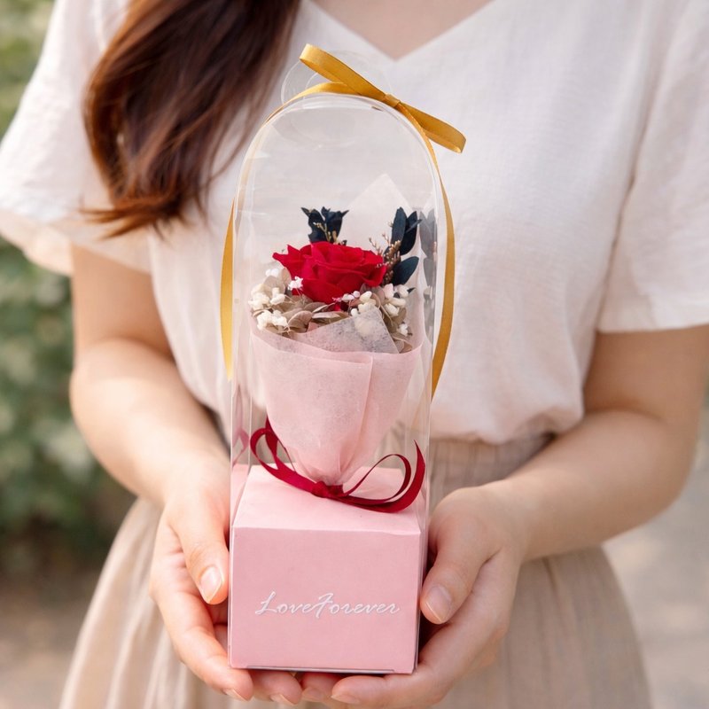 莳漫花间—永恒告白 永生花束 情人节礼物 毕业礼物 双入组 - 干燥花/捧花 - 植物．花 粉红色