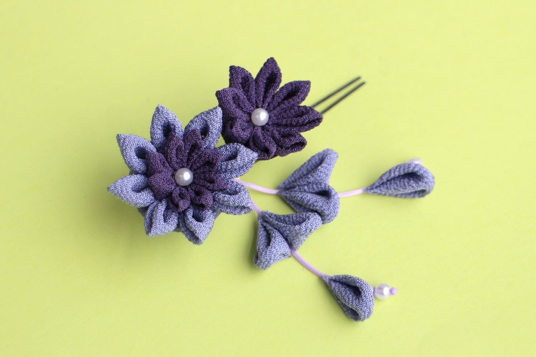 Early summer wind floret mini hair finish purple knife work - 发饰 - 丝．绢 紫色