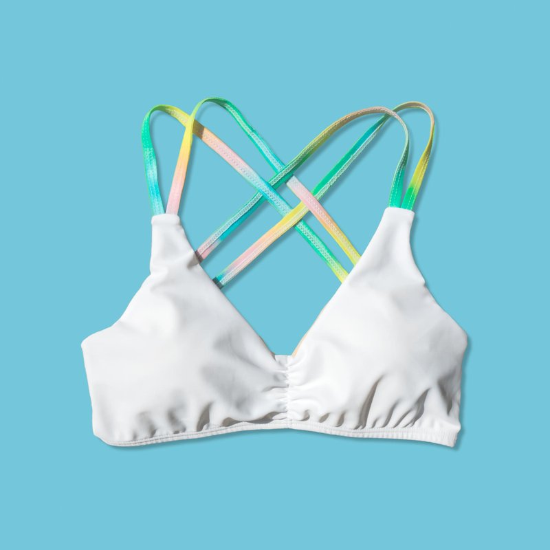 Pastel Rainbow Strappy bras white - 女装泳衣/比基尼 - 其他材质 白色