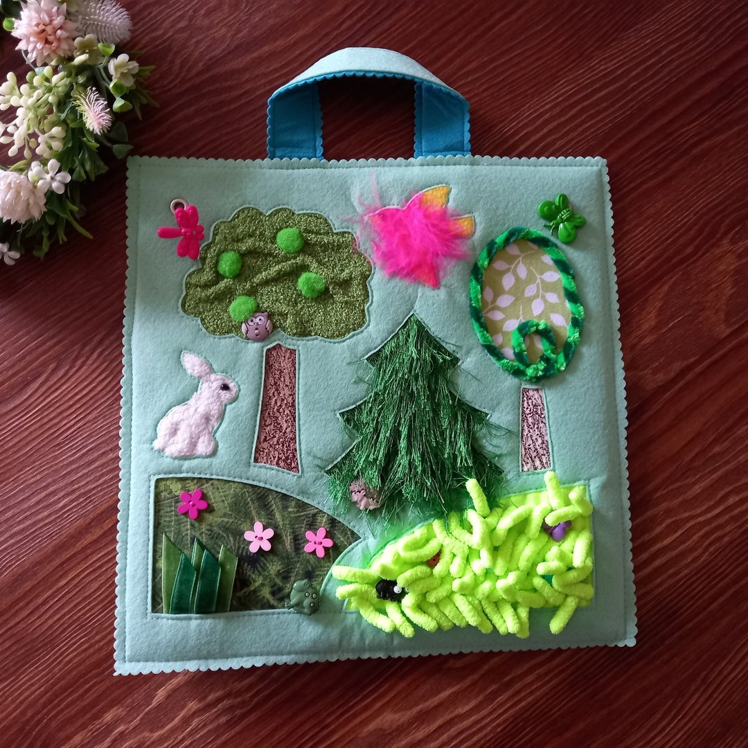 Educational blanket for children, Sensory Toys, Montessori Sensory blanket - 玩具/玩偶 - 其他材质 蓝色