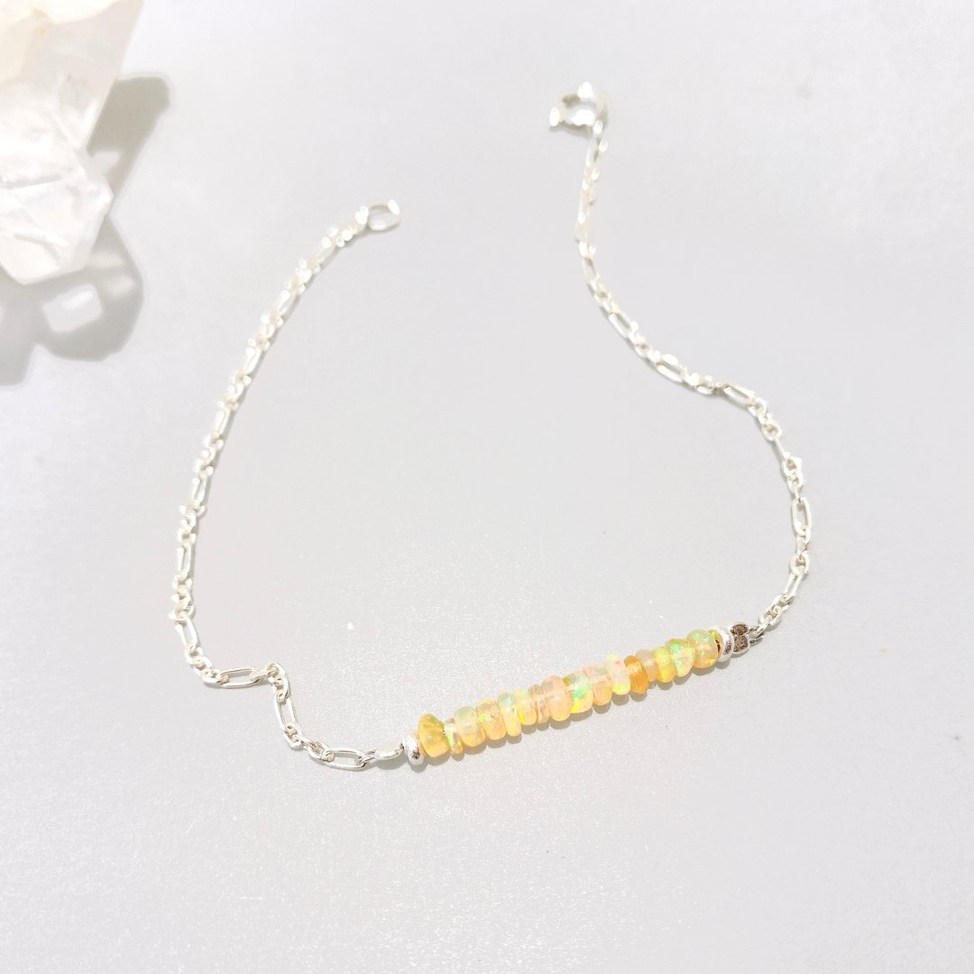 Ops Opal silver  bracelet-蛋白石/细致/纯银/天然石/澳洲/手链 - 手链/手环 - 其他金属 金色