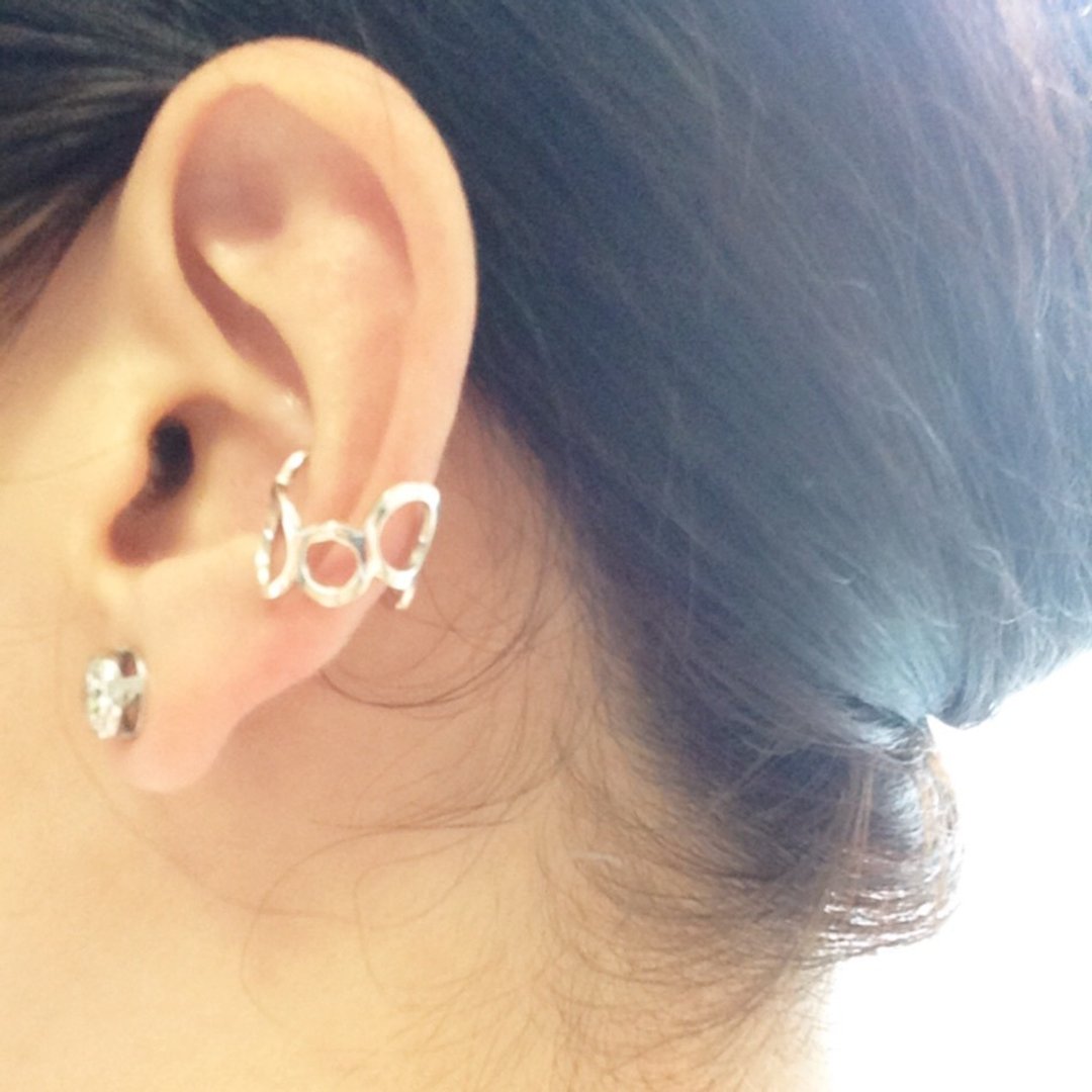 [Orders] production Iyakafu Midi ring / 950 silver bubble design - 耳环/耳夹 - 其他金属 银色