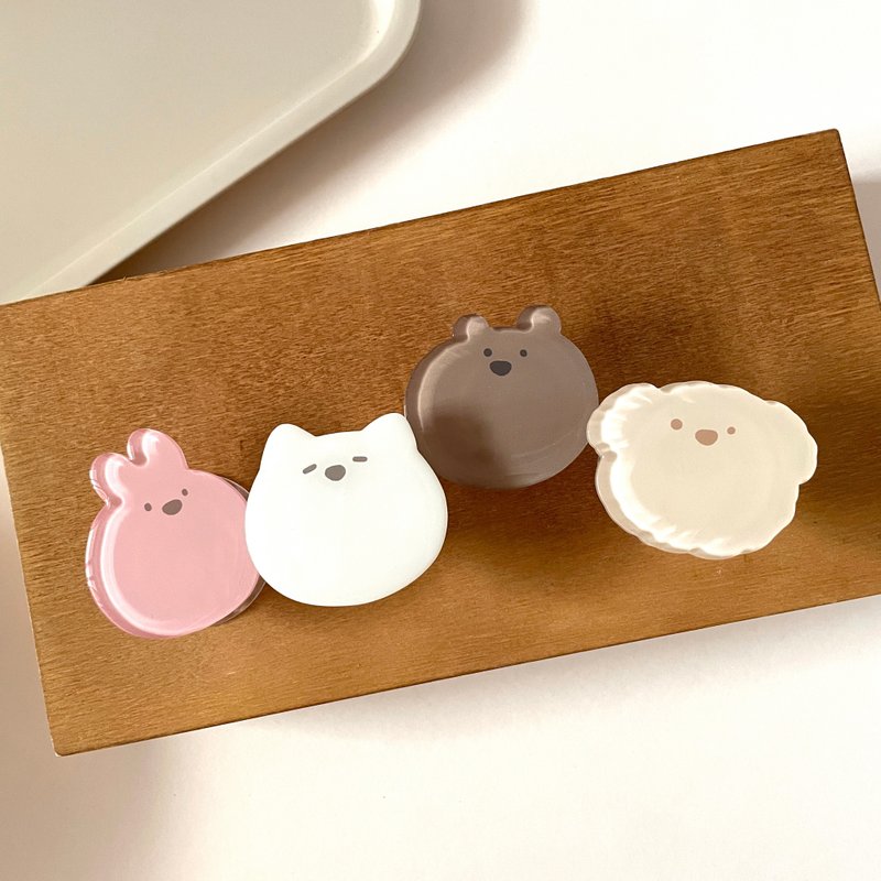 来点动物' 棕熊与白猫 造型手机气囊支架 - 手机配件 - 压克力 咖啡色