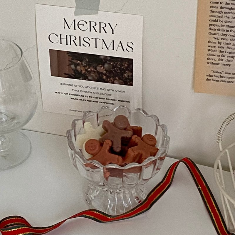 【圣诞系列】姜饼先生の甜点杯 香氛杯 造型蜡烛  圣诞礼物 - 蜡烛/烛台 - 蜡 