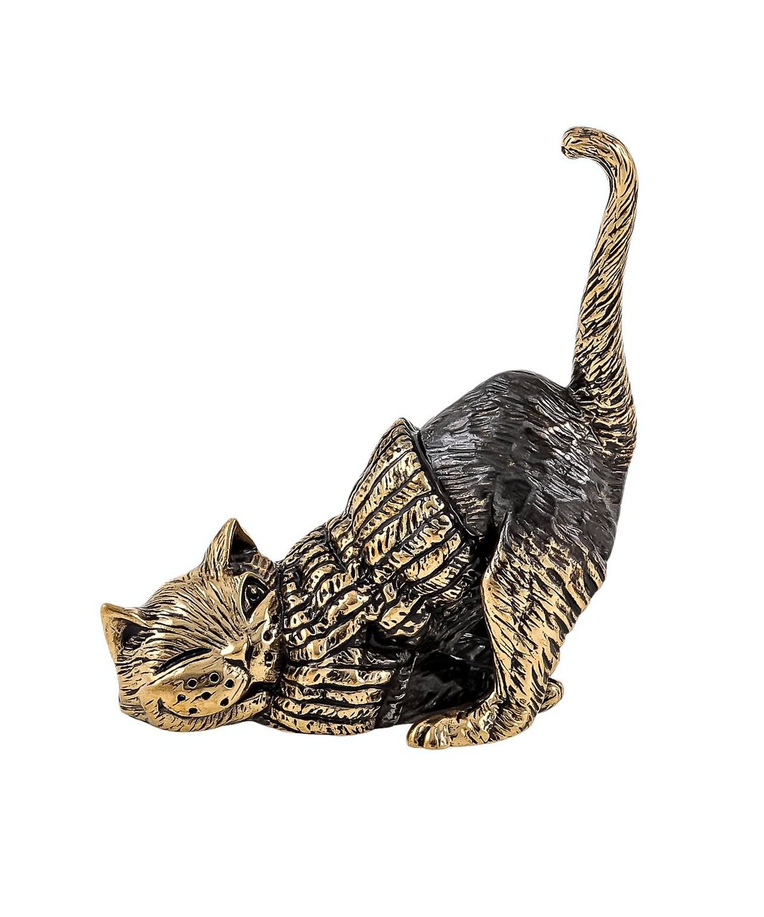Cat - miniature statue of brass, metal figurine - 摆饰 - 铜/黄铜 
