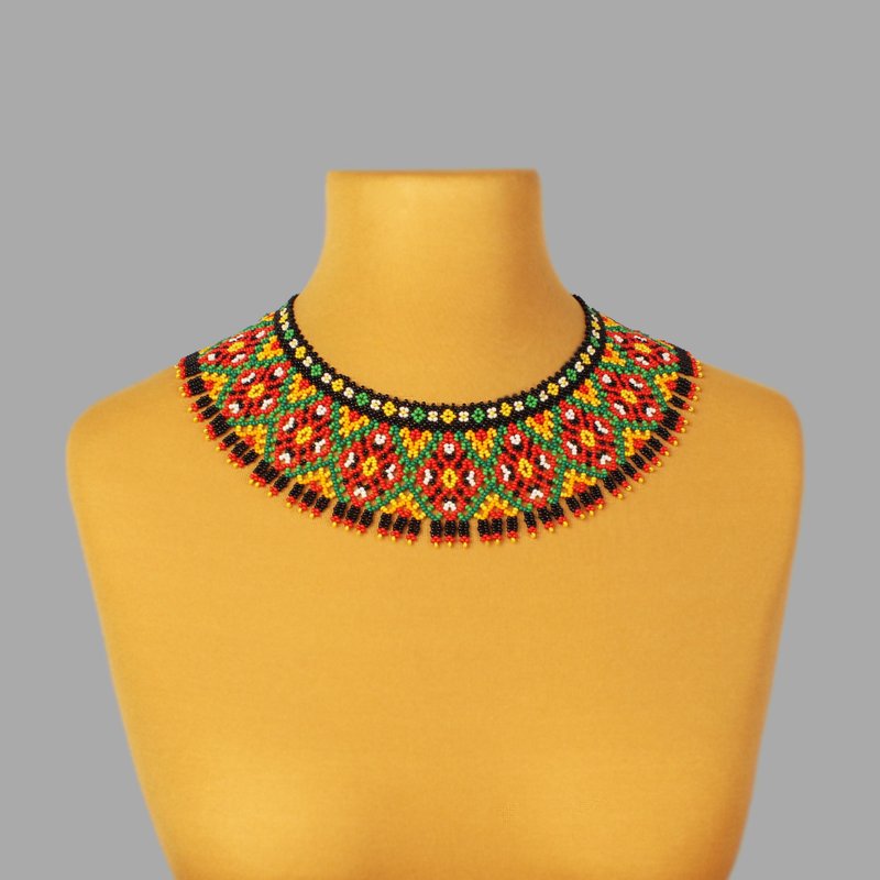乌克兰风格串珠项链，送给妹妹的彩色串珠项链礼物 - 项链 - 玻璃 多色