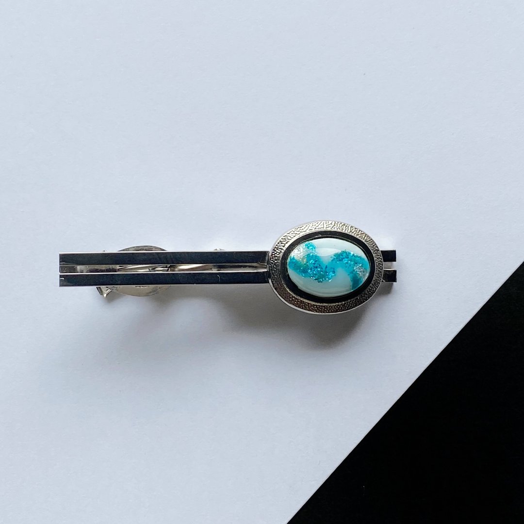 Andromeda [Sorairo Sky] Tie Pin Pure Silver Foil Leaflet Cloisonne - 领带/领带夹 - 其他材质 蓝色
