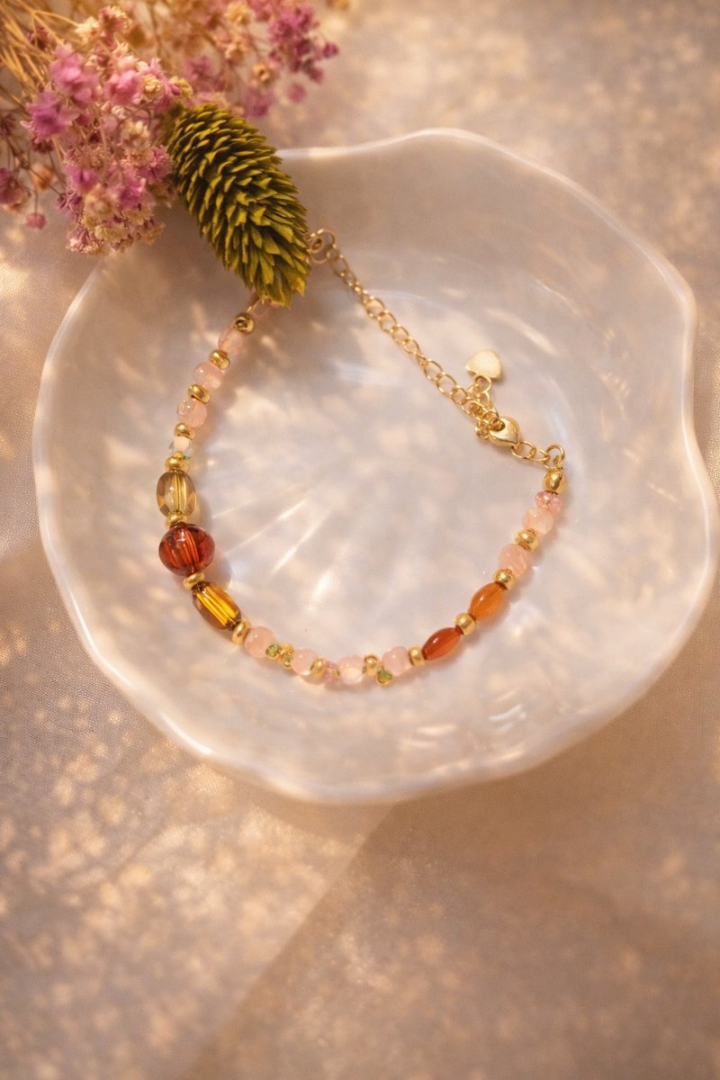 晨光花语 手链 手环 天然石 捷克珠 - 手链/手环 - 其他材质 粉红色