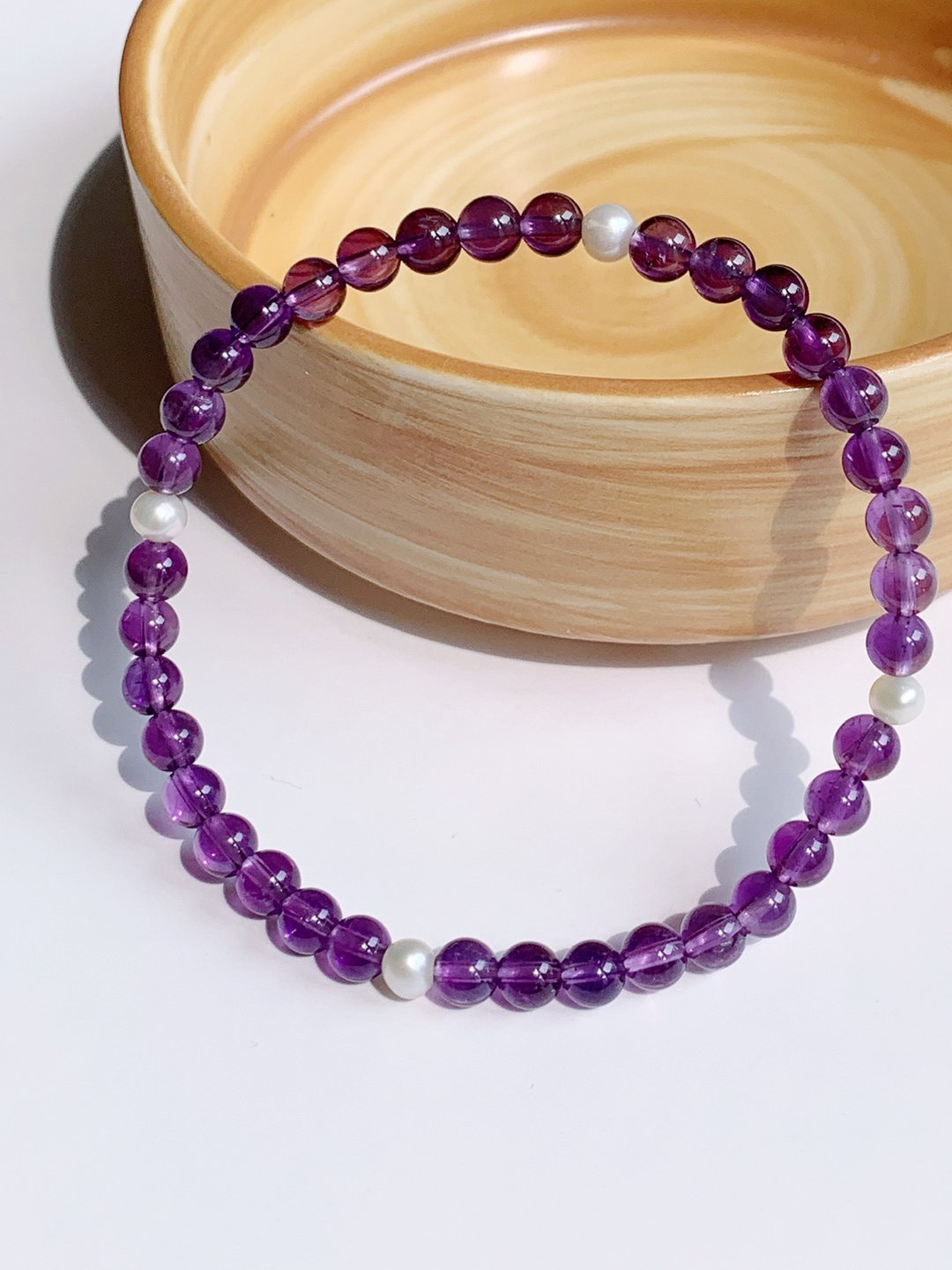 天然紫水晶淡水珍珠手链Amethyst &amp; Flashwater Pearl Bracelet - 手链/手环 - 水晶 多色