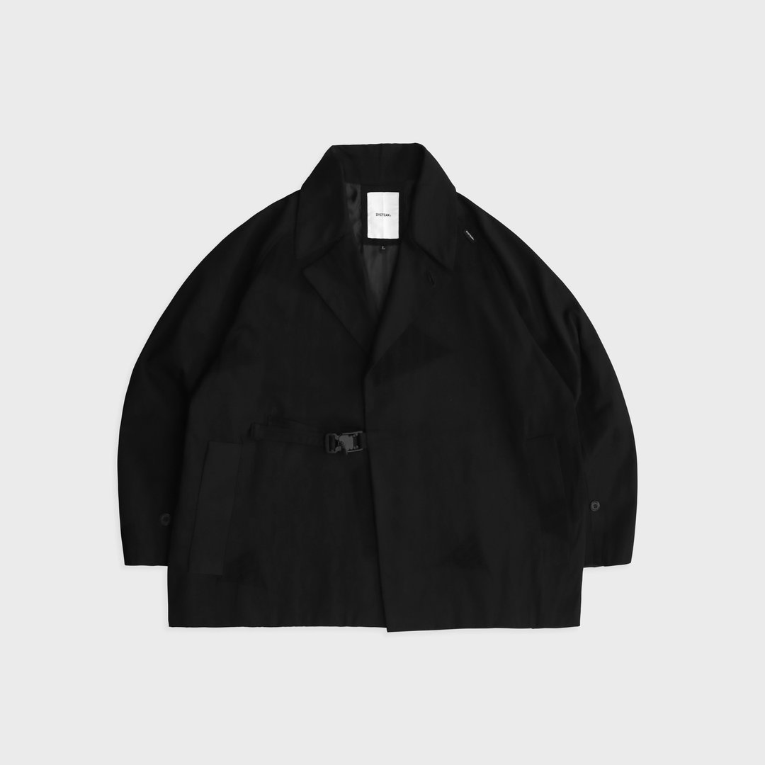 DYCTEAM - Ice block pattern short trench coat - 男装外套 - 棉 黑色
