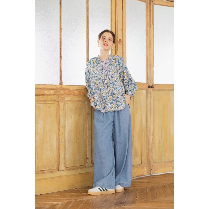 以想像与憧憬描绘的花卉图案，Petunia 卡迪起毛罩衫 - 女装衬衫 - 棉．麻 