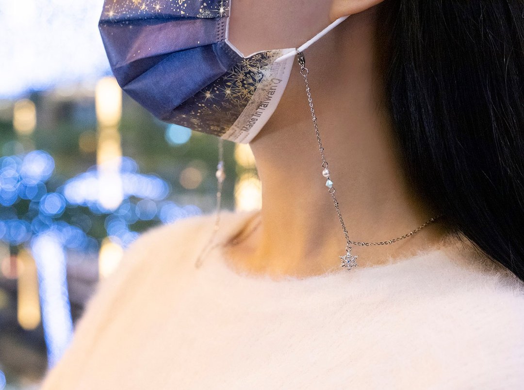 【还可当手链、项链、眼镜链】飞雪(白)雪花水晶口罩链 情人礼物 - 口罩 - 水晶 白色