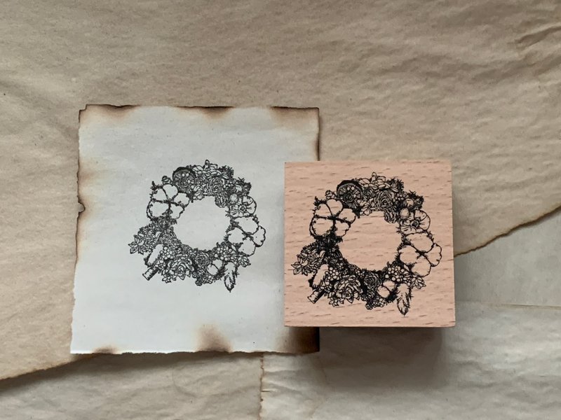 no.94 花之环 手绘复古印章 - 印章/印台 - 木头 