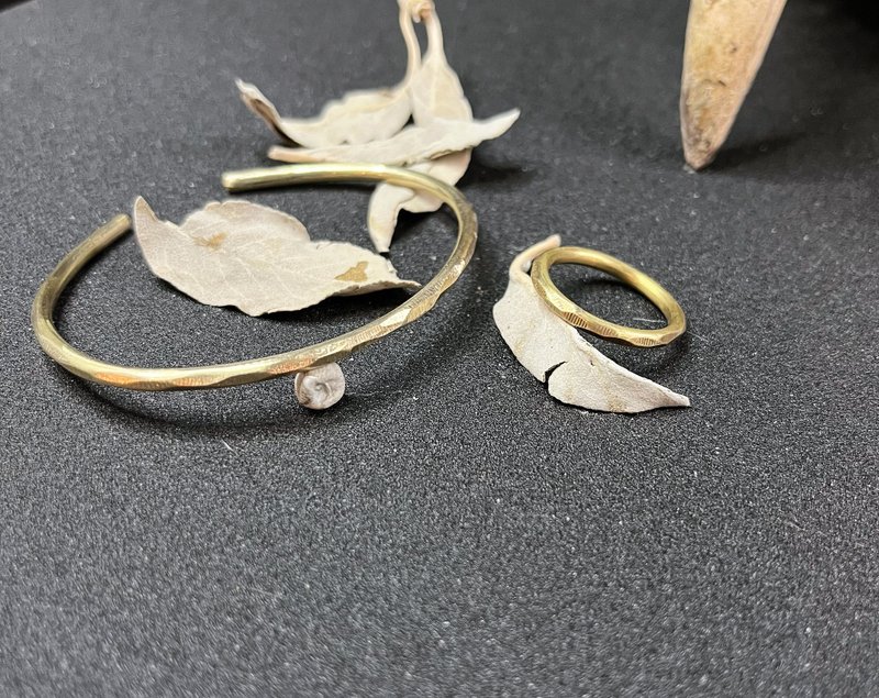 黃銅切面組合/手環戒指 - 手链/手环 - 铜/黄铜 橘色