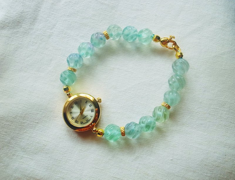 ORLI Jewelry 天然萤石手链表 Bracelet Watch手链表 天然石水晶 - 女表 - 宝石 绿色