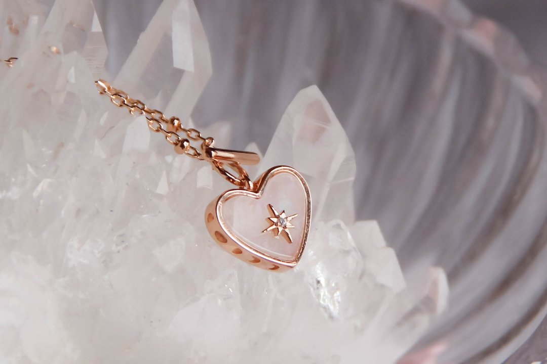 月光石 纯银镀18K金 颈链 - LOVER | 恋人之石 - 项链 - 纯银 金色