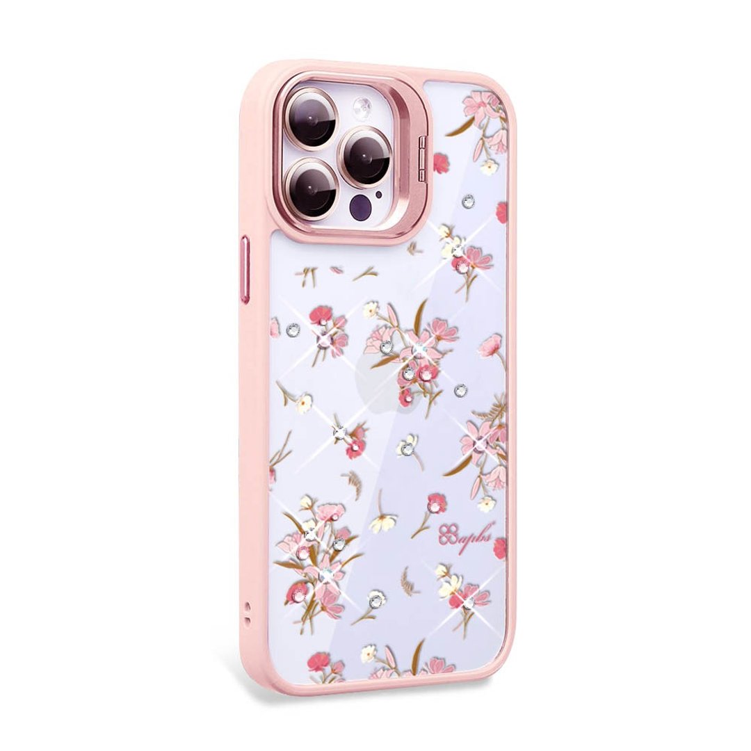 iPhone 15系列 防震双料隐形立架彩钻手机壳-小清新-芦莉草-粉框 - 手机壳/手机套 - 其他材质 多色