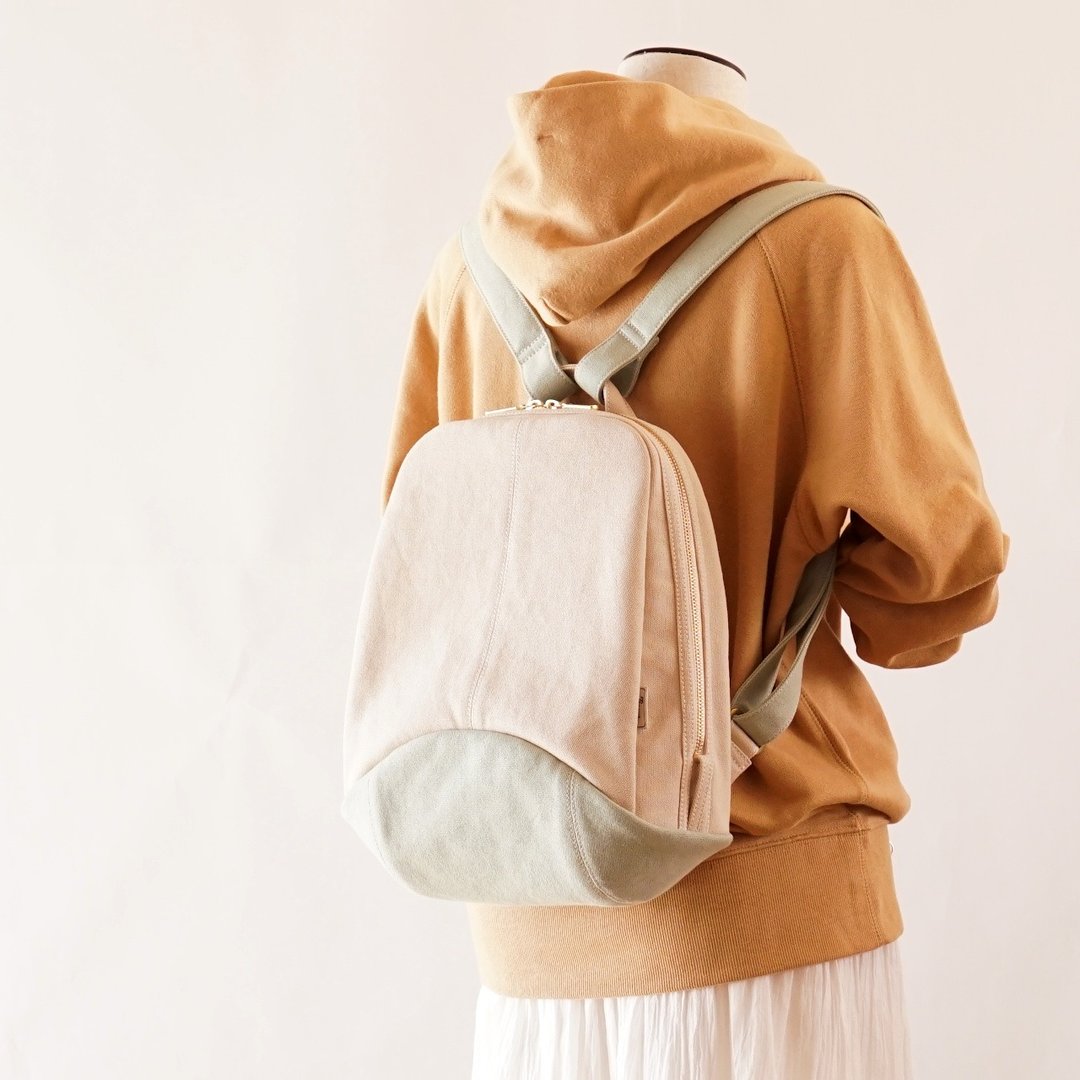 慕斯 / 象牙白 × 浅绿色 【订制商品】 Trocco 帆布包 - 后背包/双肩包 - 棉 