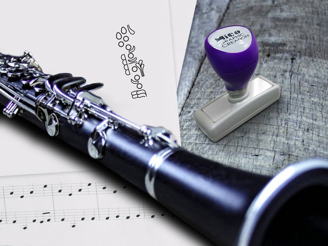 音乐印章 单簧管 Clarinet 原子印、指法、乐理, 教学印 - 印章/印台 - 塑料 黑色