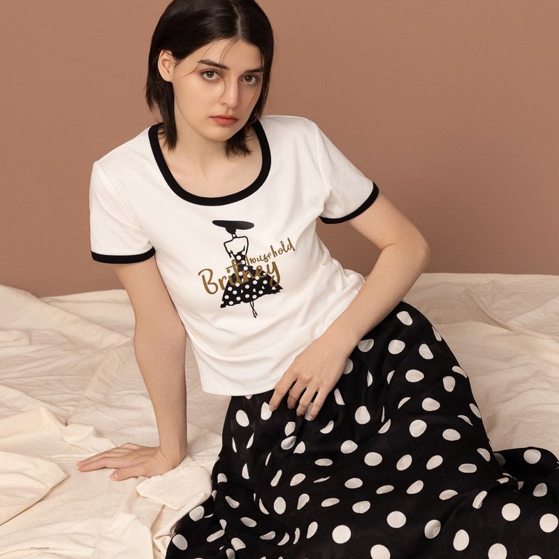 【MEDUSA】法式淑女滚边修身T恤(M-XL) | 女短袖上衣 修身T恤 - 女装 T 恤 - 棉．麻 白色