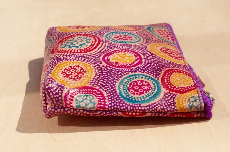圣诞礼物 限量一件 手工山羊皮零钱包 / 手绘风格皮革钱包 / 皮革小包  / 皮包 - 华丽色的万花筒 - 零钱包 - 真皮 多色