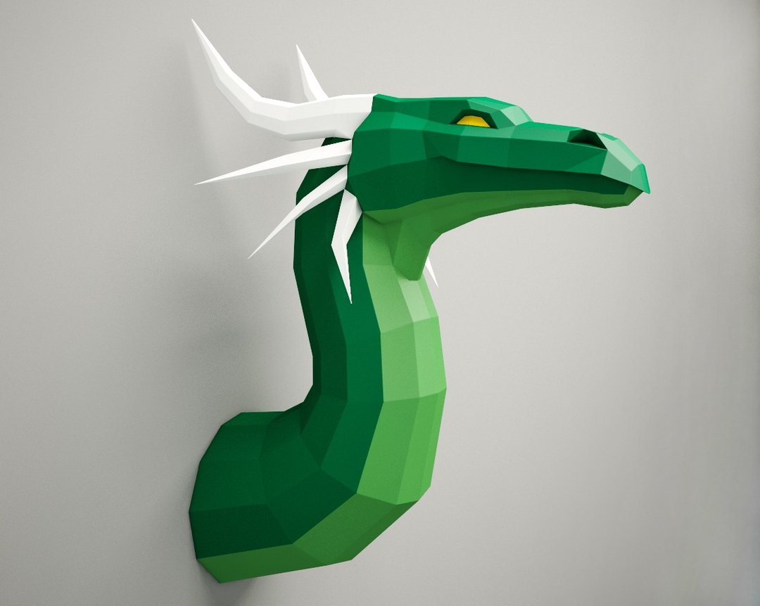 Papercraft Dragon 3D, DIY Paper Craft project, Sculpture decor, DIGITAL TEMPLATE - 手工艺教程/工具书 - 其他材质 
