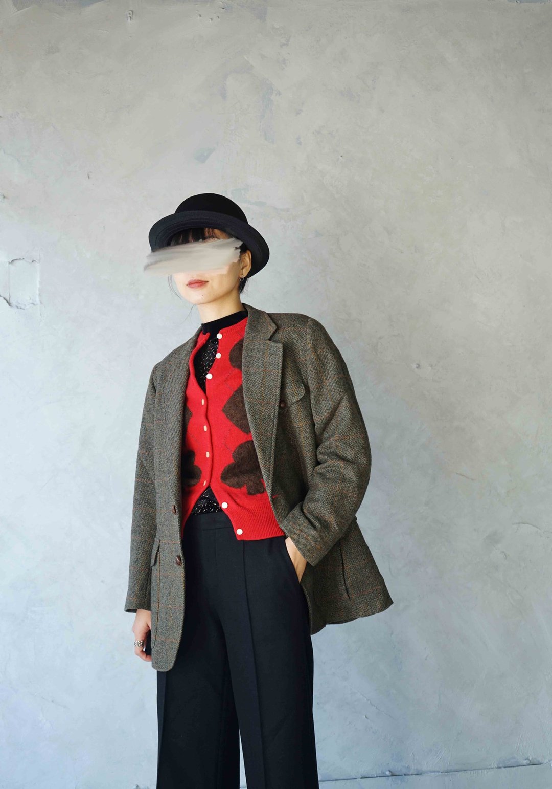 寻宝古着- BURBERRY LONDON英国tweed灰绿毛料猎装西装外套 - 女装西装外套/风衣 - 羊毛 绿色